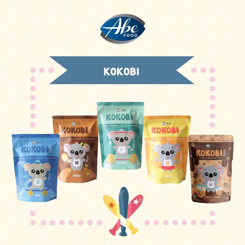 Snack Sehat Cemilan Anak Abe Food Kokobi Baked Rice Puffs Cheese 80gr