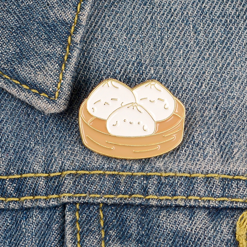 Pin Bros Lencana Bentuk Kartun Bambu Kukus Lucu Versi Q Bahan Kanvas Denim Untuk Aksesoris Kerah Kemeja