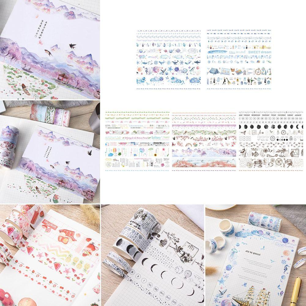 Top 10rolls/Set Washi Tape Siswa Tangan Dekorasi Akun Bahan Scrapbook DIY Stiker