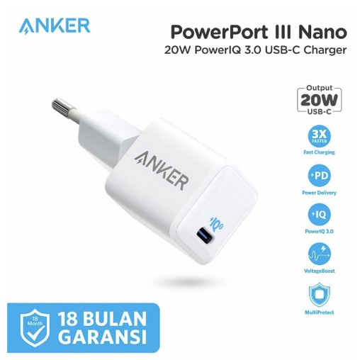 Anker Marvel Charger Iphone Powerport Iii Nano 20W Usb-C A2633 Garansi