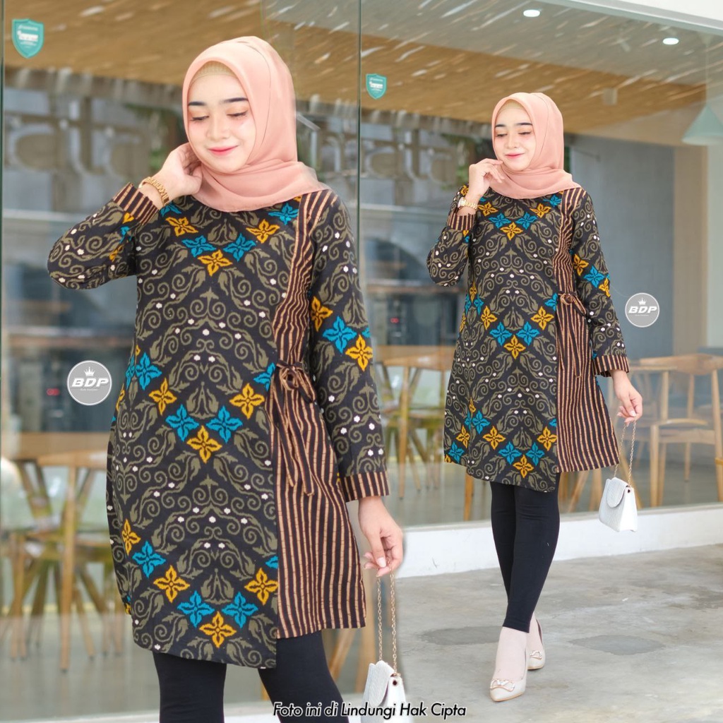 Tunik Batik Wanita Modern Atasan Batik Kerja Kantor Wanita