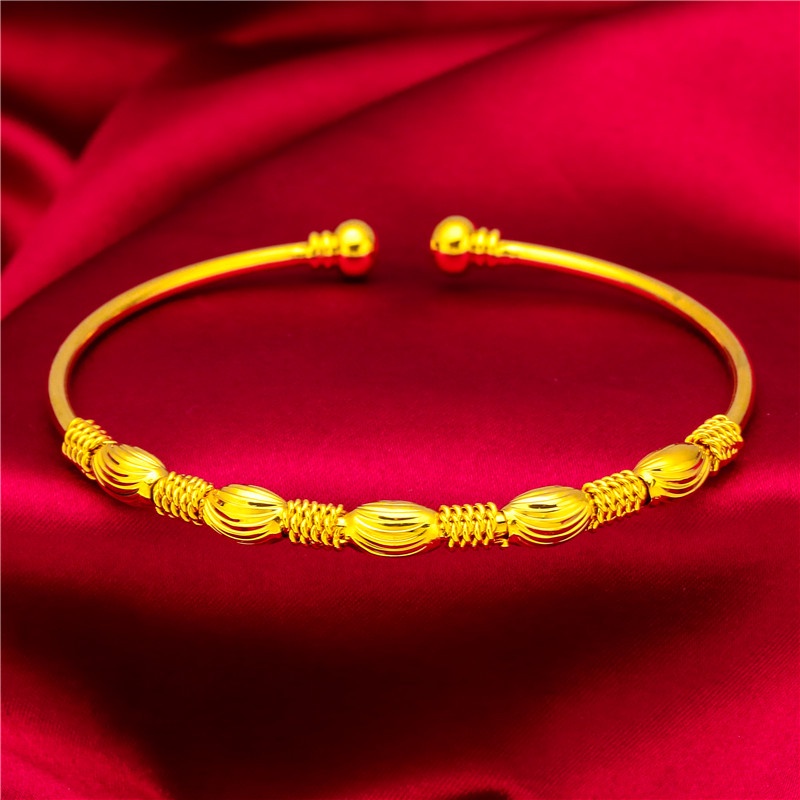 Goldkingdom Perhiasan Fashion Emas Asli Kadar 375 Bangkok Aksesoris Ready Stock Semangka Manik Benang Manik Wanita Adjustable Gelang Gaya Sederhana