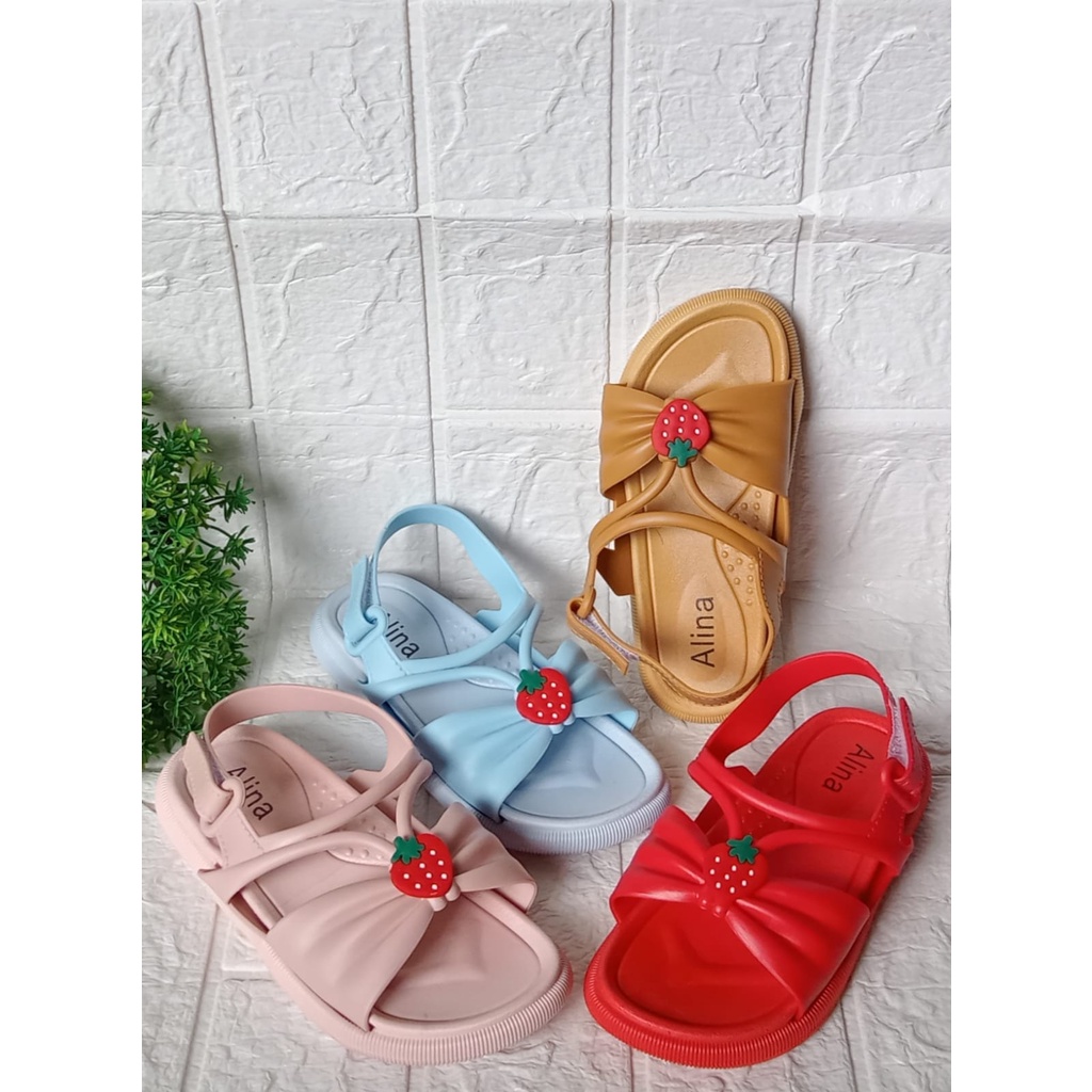 Sandal anak jelly alina terbaru sandal karet import Alina strawberry