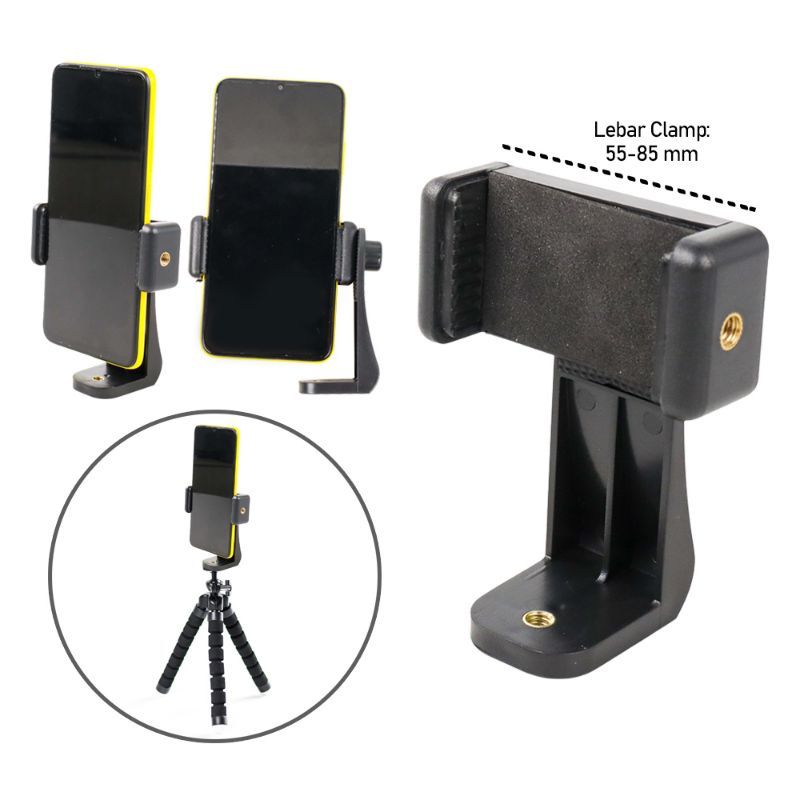 Holder Hp Tripod 360⁰ / Dudukan Smartphone Phone Clip Bracket Holder Mount Tripod Monopod