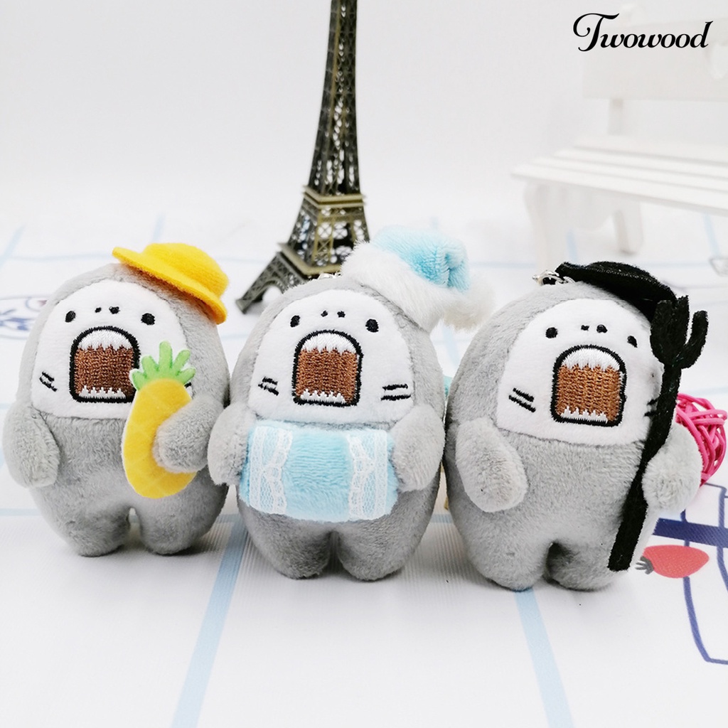 Twowood Gantungan Kunci Bentuk Boneka Hiu Grumpy Bahan Plush Multifungsi