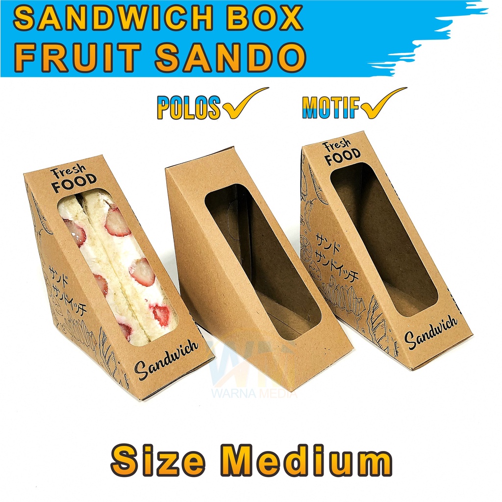 Mika Sandwich Fruit / Mika Sando / Mika Sanwich Buah / Sandwich Box Fruit Sando / Kemasan Sandwich Segitiga / Box Sandwich / Packaging Kraft Sandwich / Kotak Roti Kraft Food Grade / Packaging Sandwich Take Away / Mika Sandwich Segitiga / Mika Segitiga