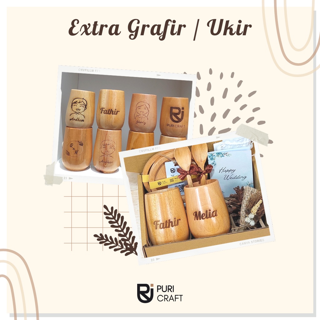 JASA GRAFIR/UKIR Kayu / Grafir Gelas Kayu / Ukir Gelas Kayu / Grafir Alat Makan / Grafir Kayu