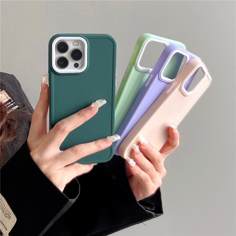Soft Case Silikon Cair 3 In 1 Shockproof Cover IPhone 14 13 12 11 Pro Max
