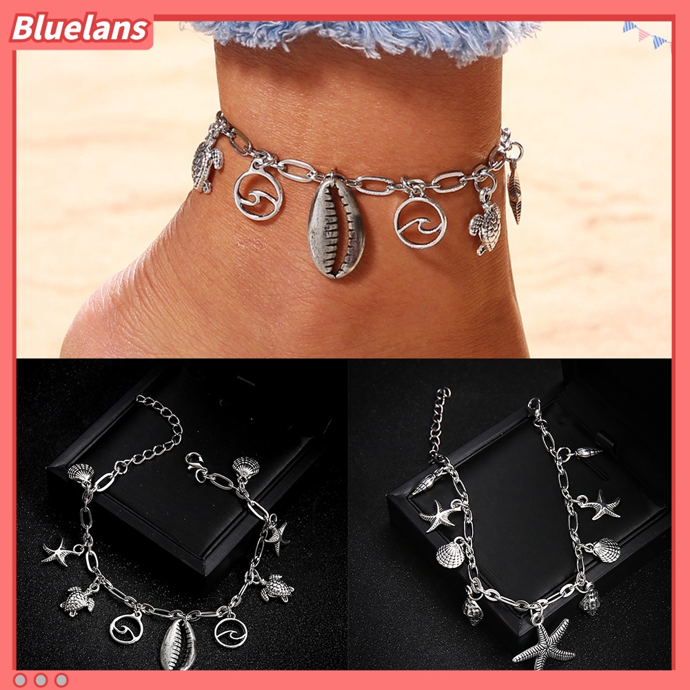 Bluelans Fashion Women Starfish Sea Turtle Wave Shell Anklet Beach Foot Ankle Bracelet