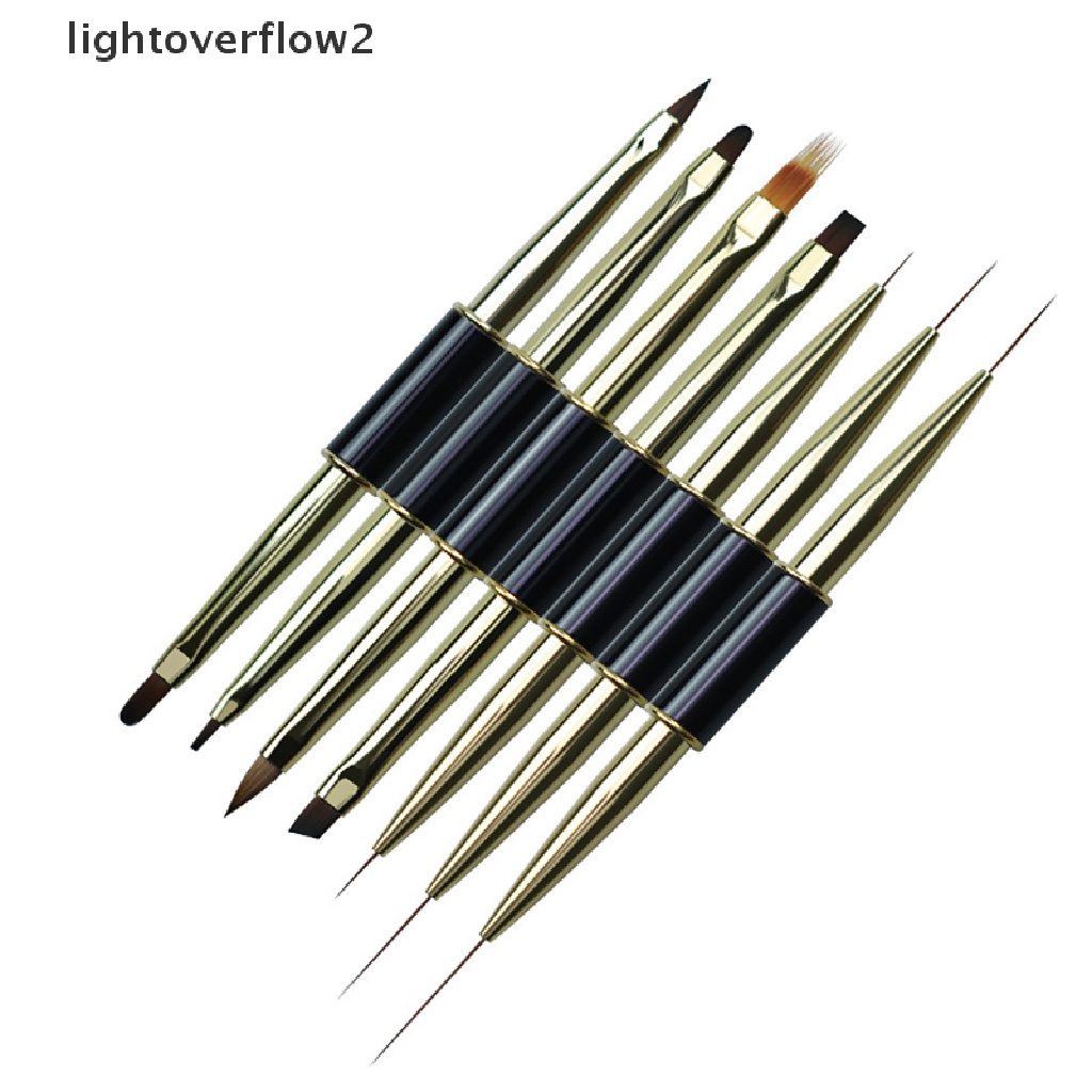 (lightoverflow2) 1pc Pen Brush Nail Art UV Gel Akrilik Kepala Ganda