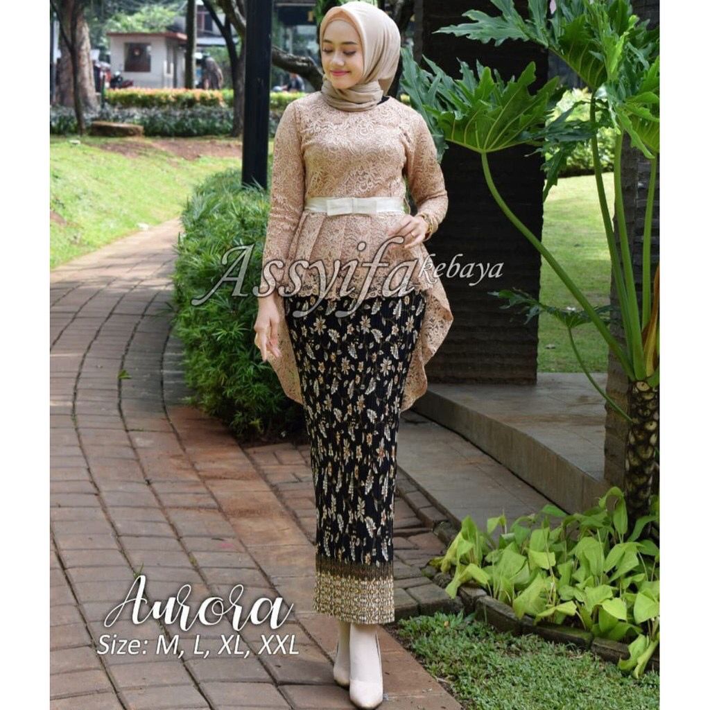 SET KEBAYA AURORA  M L XL XXL /KEBAYA AURORA LESTI KEJORA/KEBAYA BRUKAT JUMBO/ATASAN TUNIK JUMBO/BAJ