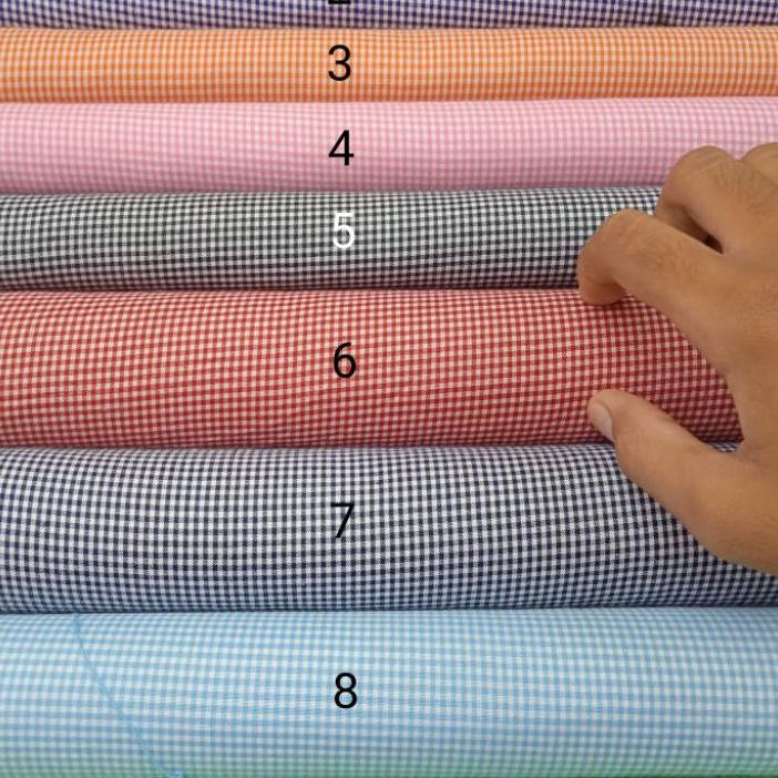 Special  1 METER Kain katun CVC motif kotak-kotak kecil kain katun meteran kain bahan lembut meteran