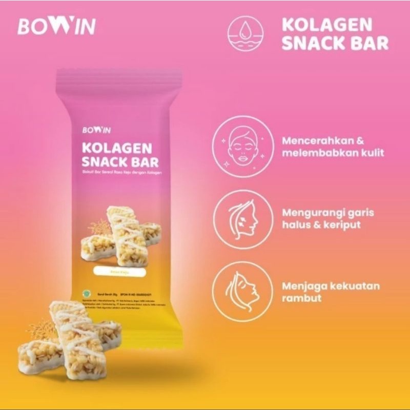 Bowin Kolagen Snack Bar 1.000mg (1 Box =12pcs) Sereal Oat Rendah Gula dan Lemak