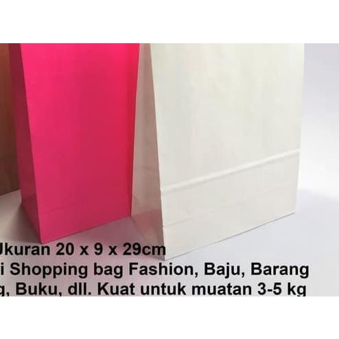 

Paperbag SOS XL Kantong Kertas Putih 20x9x29cm 80 GSM