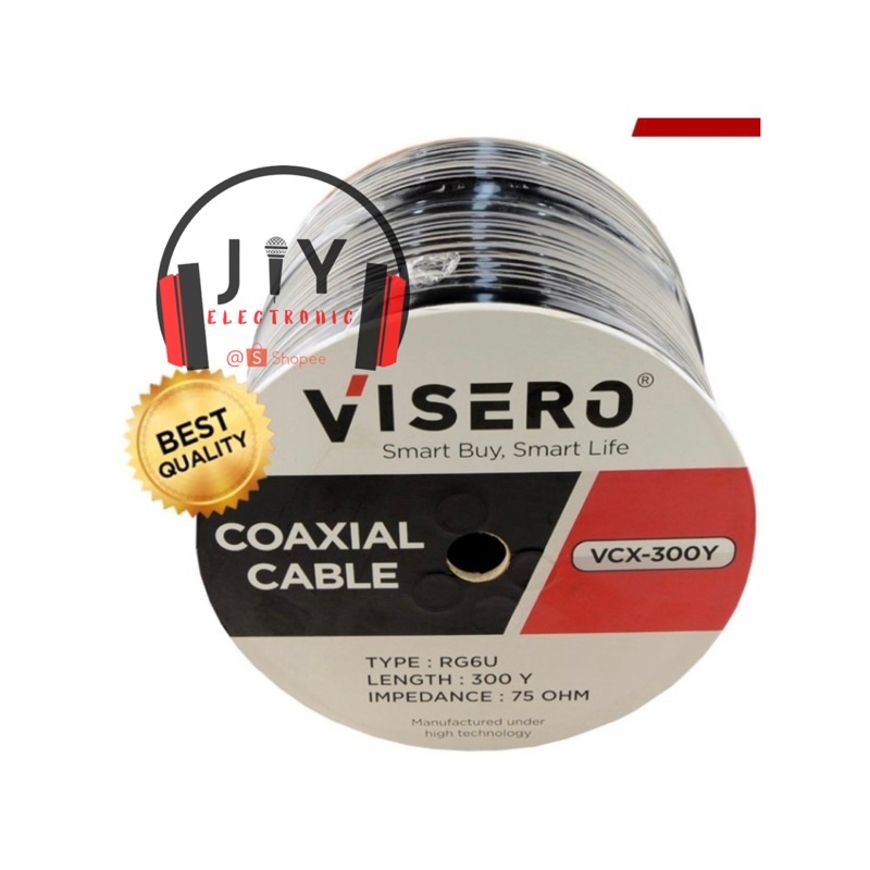 Kabel Parabola Kabel Coaxial RG6 RG6U RG 6U 750 ohm 300 Yard Visero