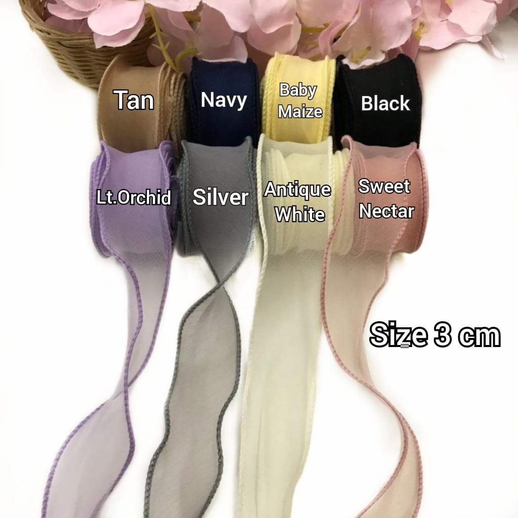 1YARD-PITA ORGANZA GELOMBANG | PITA TRANSPARAN GELOMBANG | PITA KACA