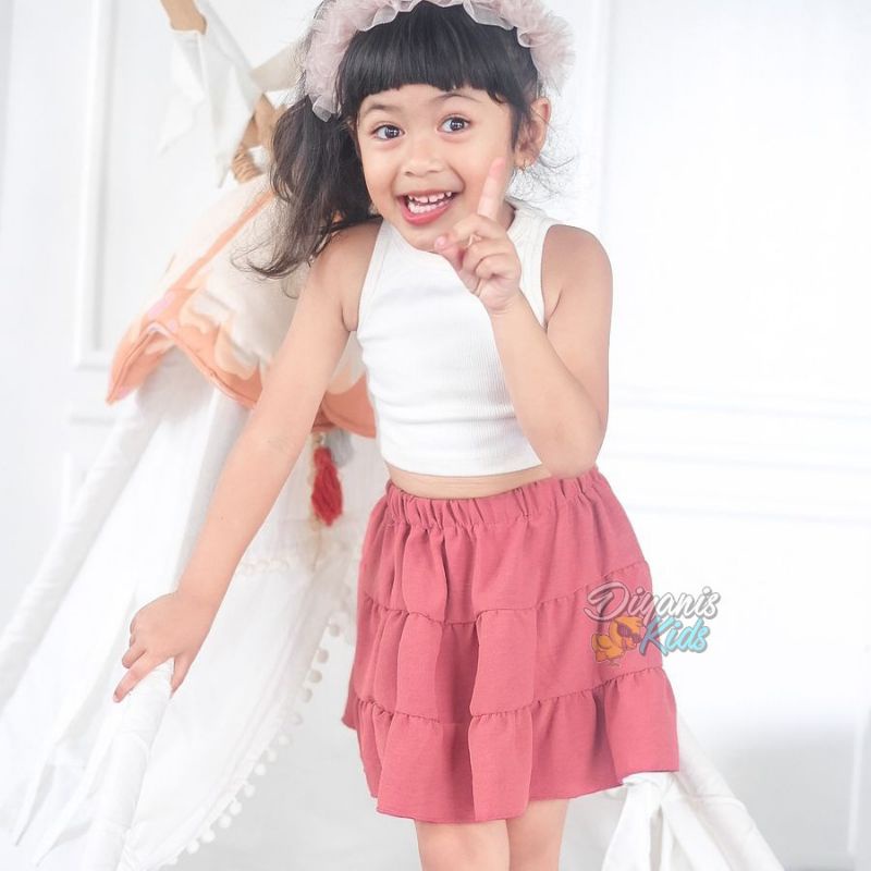 Rok susun anak bahan crincle airflow/rok pendek anak