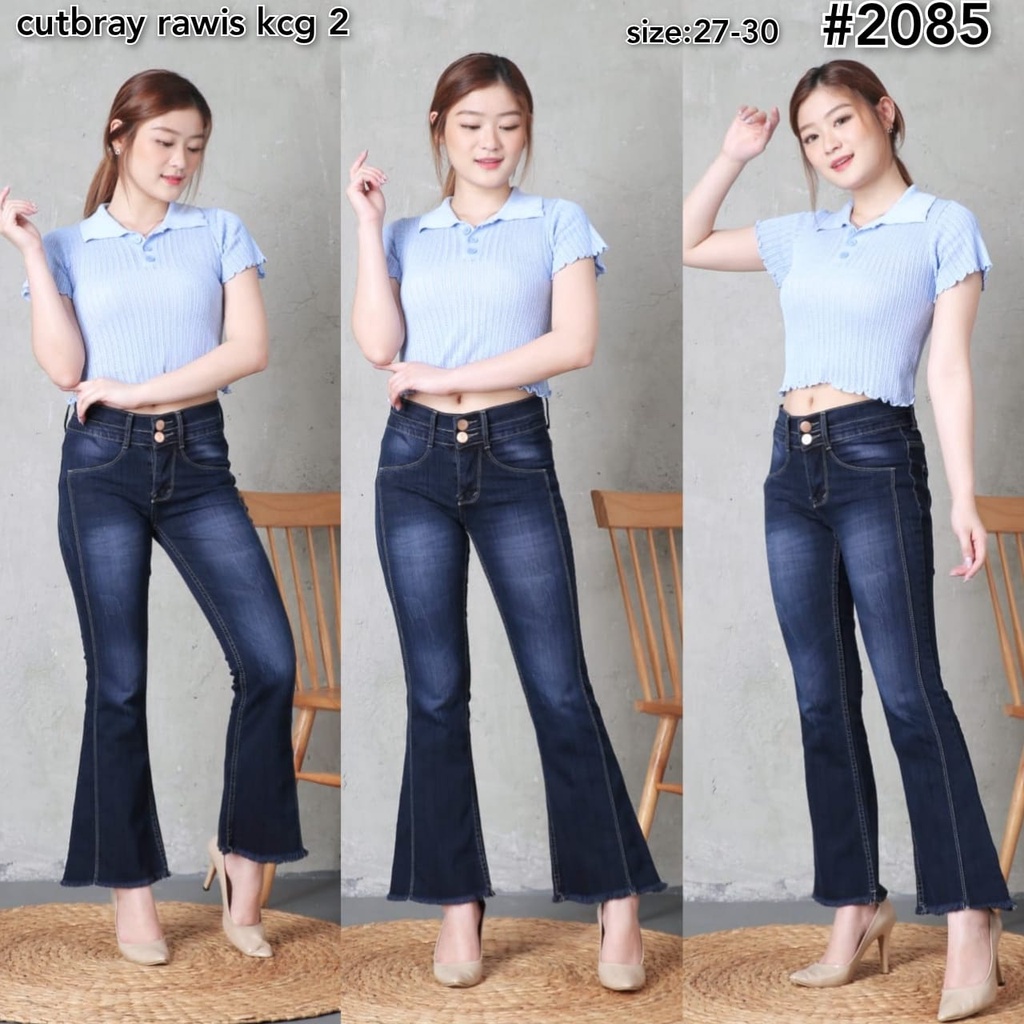 Celana Panjang Jeans Wanita Cutbray Rawis Tulang Samping 27-30 31-34 Bisa Bayar Ditempat(COD)