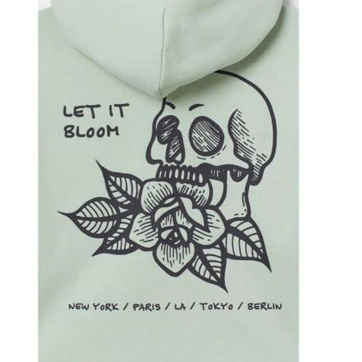 HOODIE H&M | HNM LET IT BLOOM MINT GREEN ORIGINAL "MAM.18Oc22ˣ"