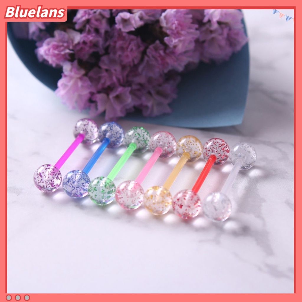 Bluelans 8Pcs Unisex Sequin Nipple Tongue Bars Barbells Rings Body Piercing Stud Jewelry