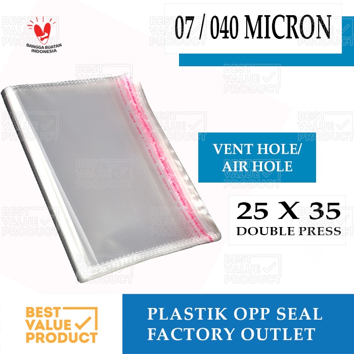 Plastik opp seal TEBAL 07 / 40 MICRON 25 x 35 / opp double press 25x35