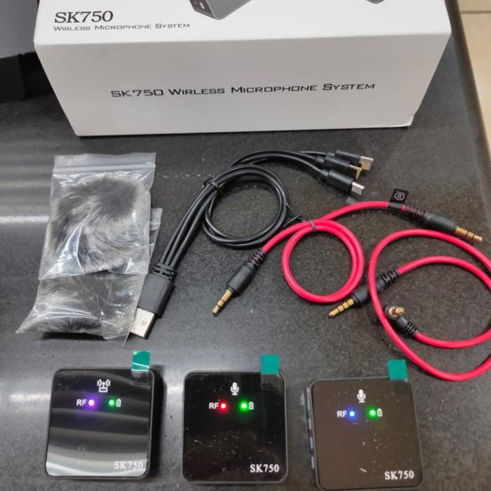 Wireless Clip-On Microphone Dual Mini Mic for Smartphone Camera SK750