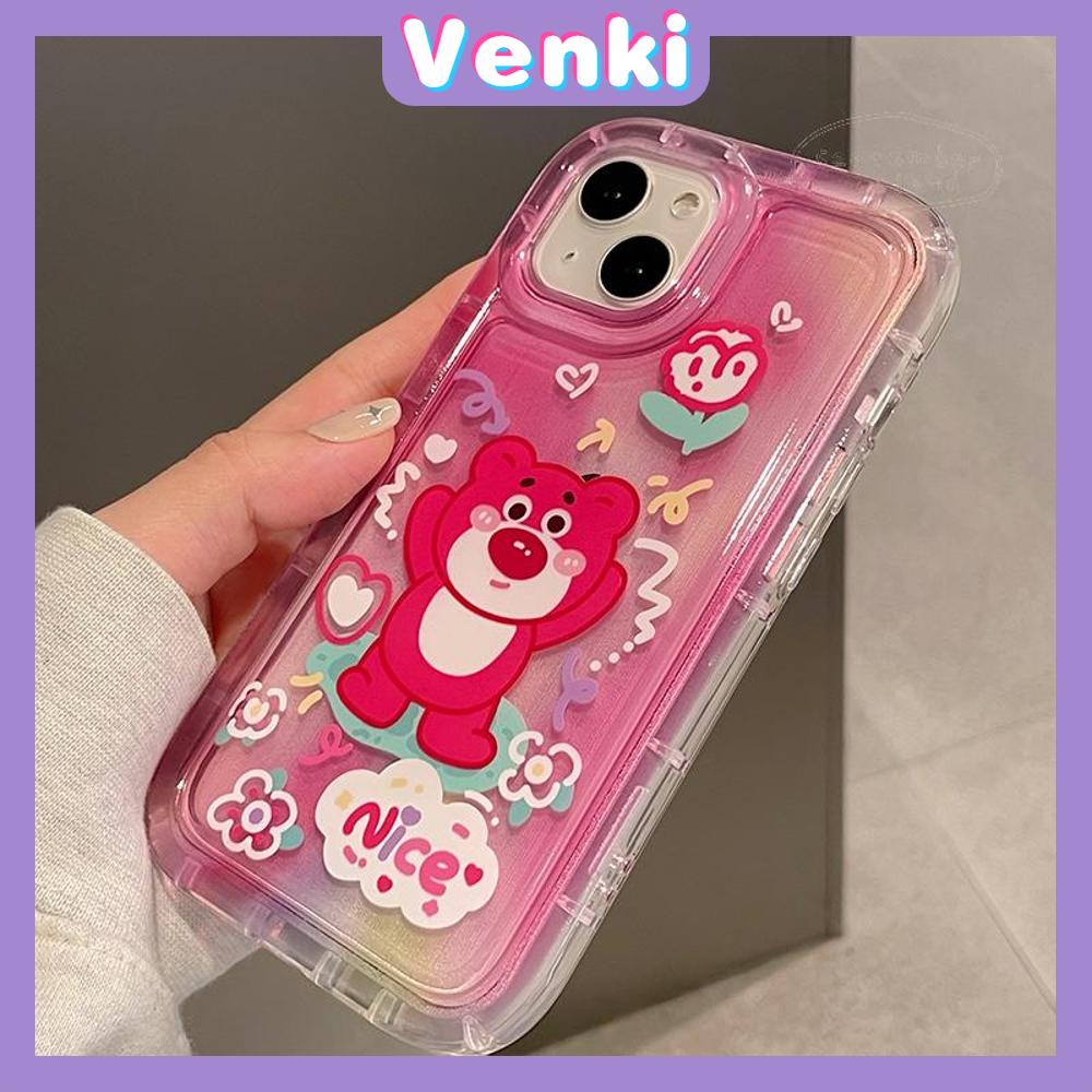 Case For iPhone 14 Pro Max TPU Soft Jelly Airbag Case Green Cartoon Cute Pink Bear Case Camera Protection Shockproof For iPhone 14 13 12 11 Plus Pro Max 7 Plus X XR