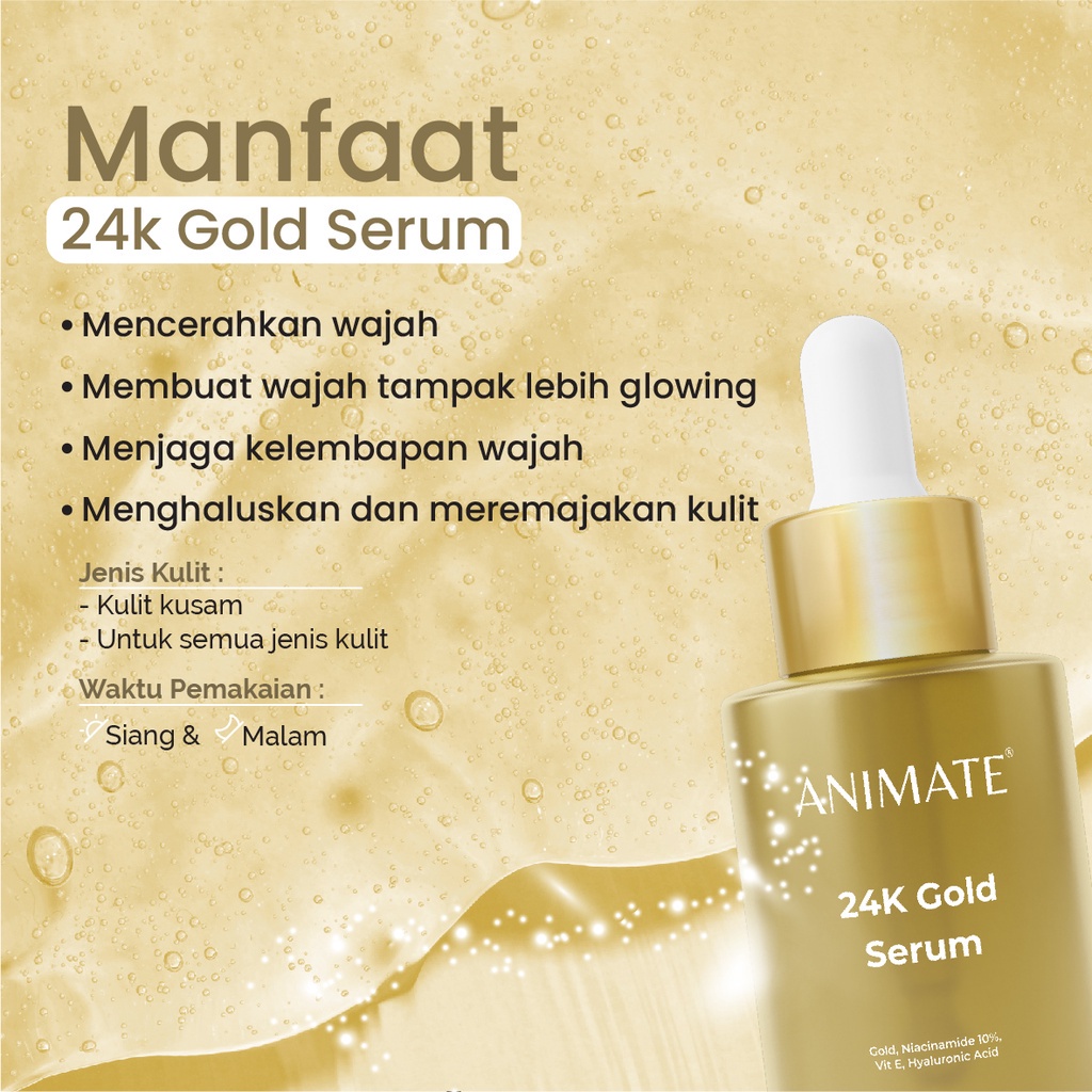 ANIMATE Serum Series 20 ml - 24K Gold Serum | Rich Nutrition Serum | Facial Serum | Dark Spot | Vitamin C | Acne Care Serum BY AILIN