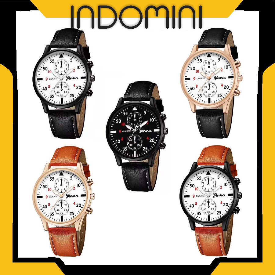 INDOMINI Jam Tangan QUARTZ GENEVA 2 TITIK -Jam Tangan Analog Fashion Unisex New Watch High Quality JT052
