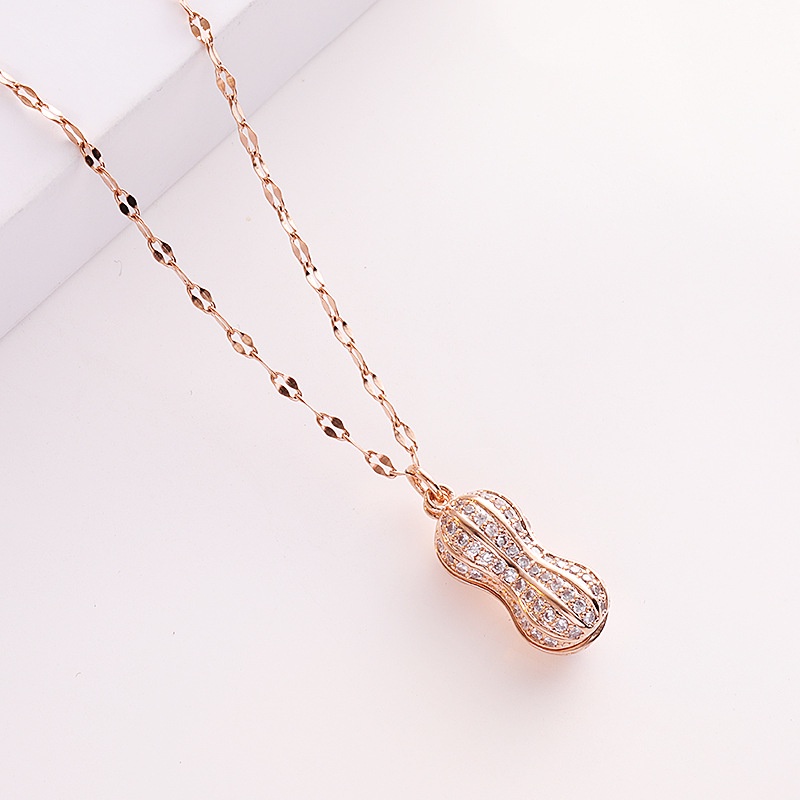kalung titanium gold putih rosegold plus liontin kacang anti karat selama