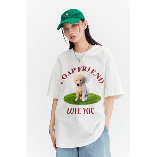 EUNII T-shirt Lengan Pendek Lovely Dogs Korean Style/Kaos Atasan Wanita/Baju Kaus Oversize Wanita