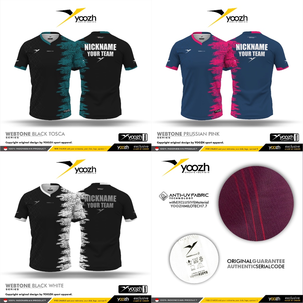 Webtone badminton Mvp Yoozh Brush TURQI kaos badminton custom jersey printing - XXL