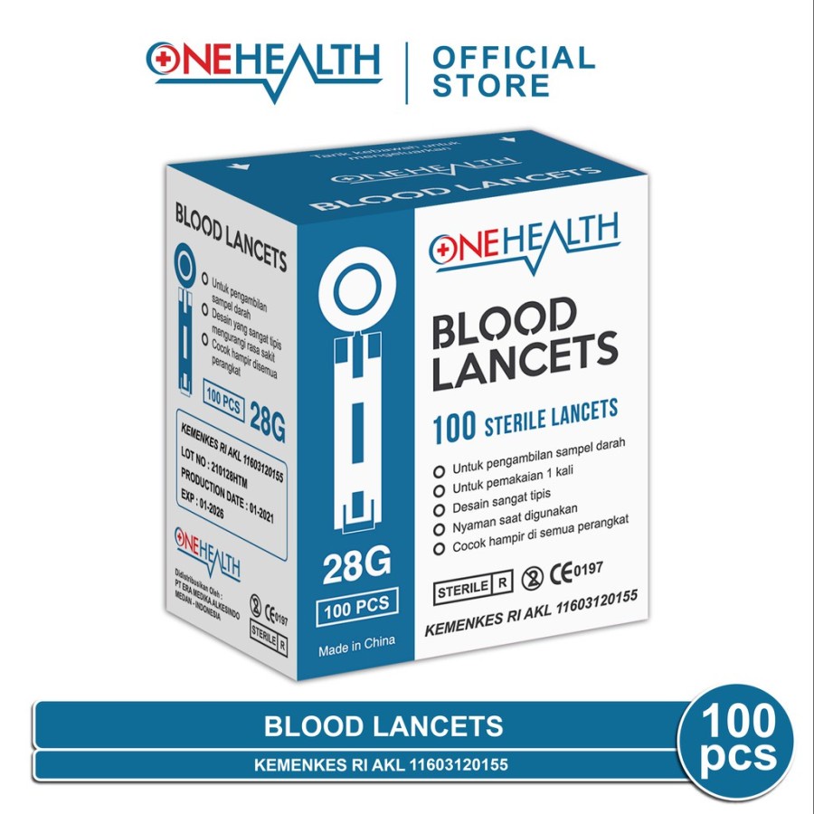 Blood Lancet 28G Onehealth Lancet Easy Touch Lancet GlucoDr Jarum 28G Jarum Lancet