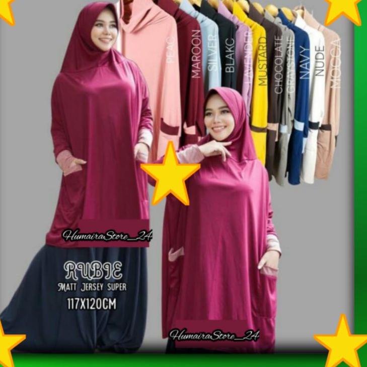 [HIJAB MUKENA LENGAN SAKU JUMBO BAHAN JERSEY SUPER ] HIJAB RUBIE - Matt Jersey Super - Ukuran 117x12