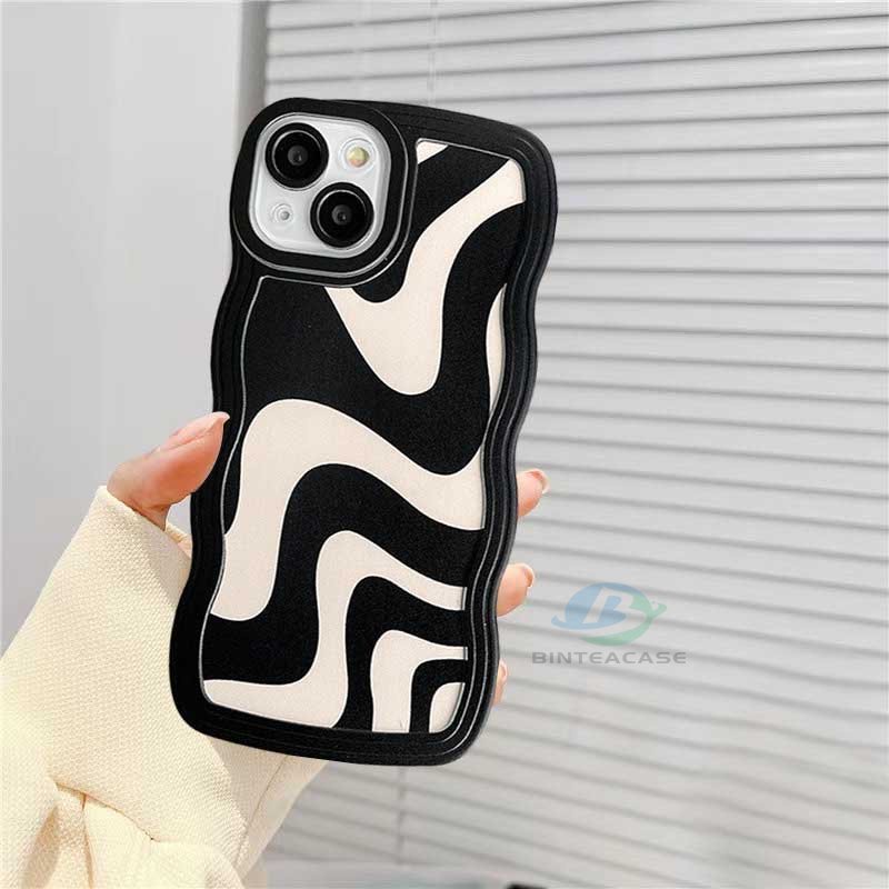 Realme C53 C55 C30 C31 C33 C33 C35 C21Y C25Y C21 Realme 10 RealmeC11 C25 C17 C15 C12 C3 C2 Realme 8i 7i 5 5i 6i 7 Pro Fashion Zebra Garis Pinggir Melengkung Casing Handphone TPU Binteacase