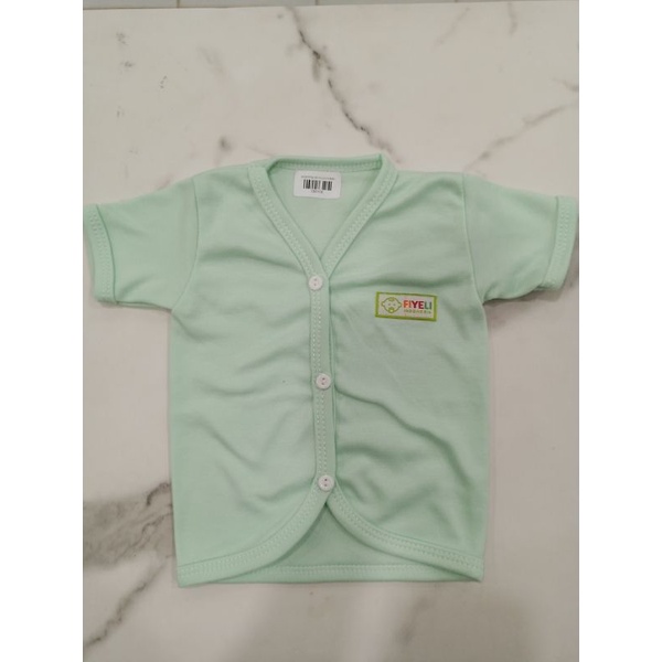 Baju Fiyeli DK Polos Pendek / Baju Bayi Lengan Pendek / Baju Bayi Kancing Lengan Pendek Polos