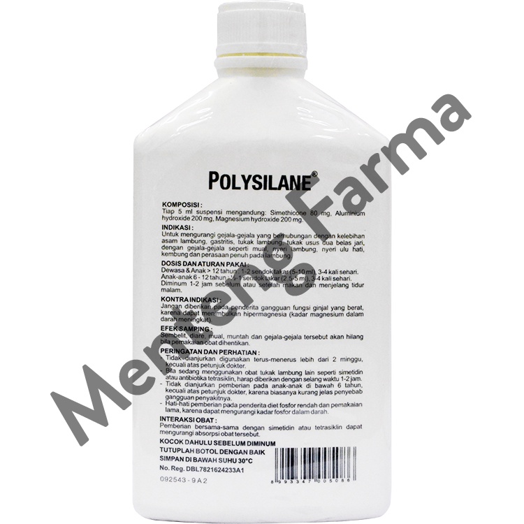 Polysilane Sirup 180 mL - Pereda Nyeri Maag, Asam Lambung, Kembung