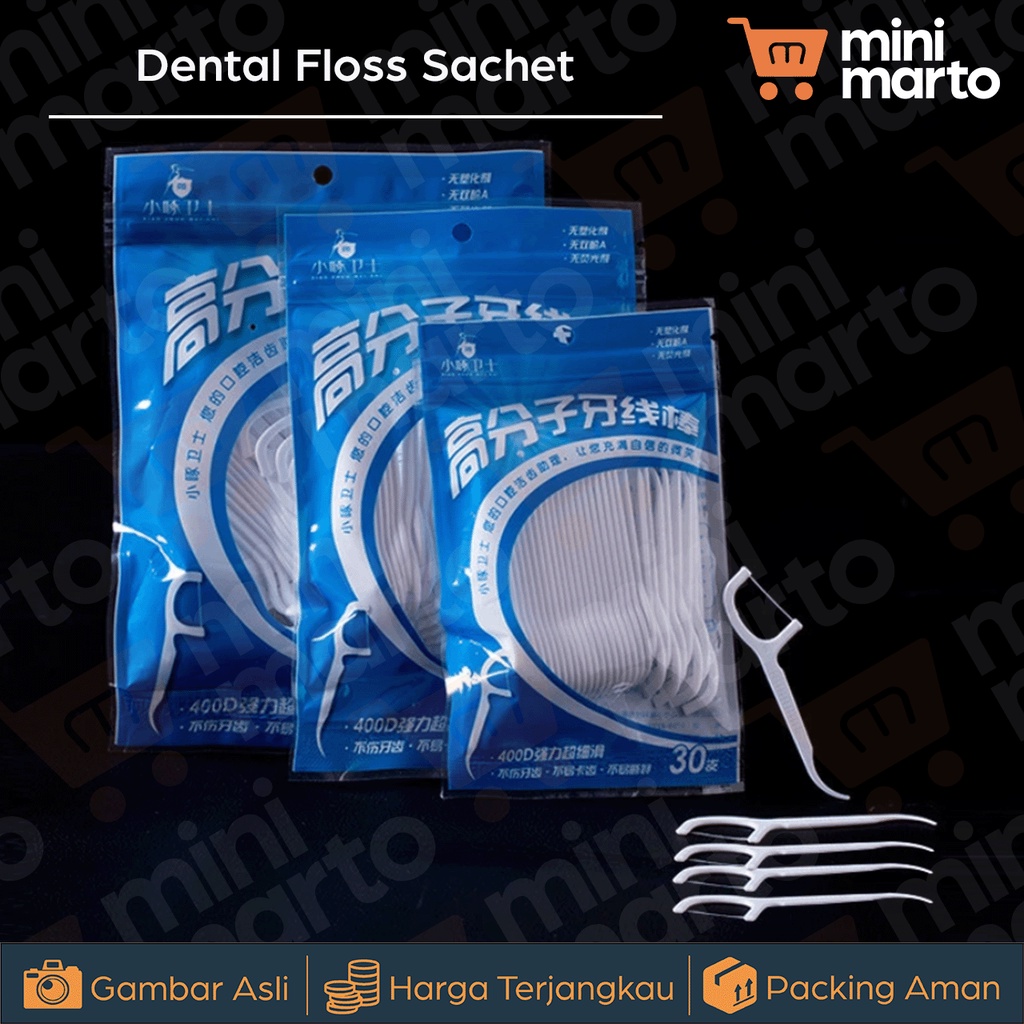 Dental Floss 30 Pcs / Benang dan Tusuk Gigi Pembersih Sela Gigi - Minimarto