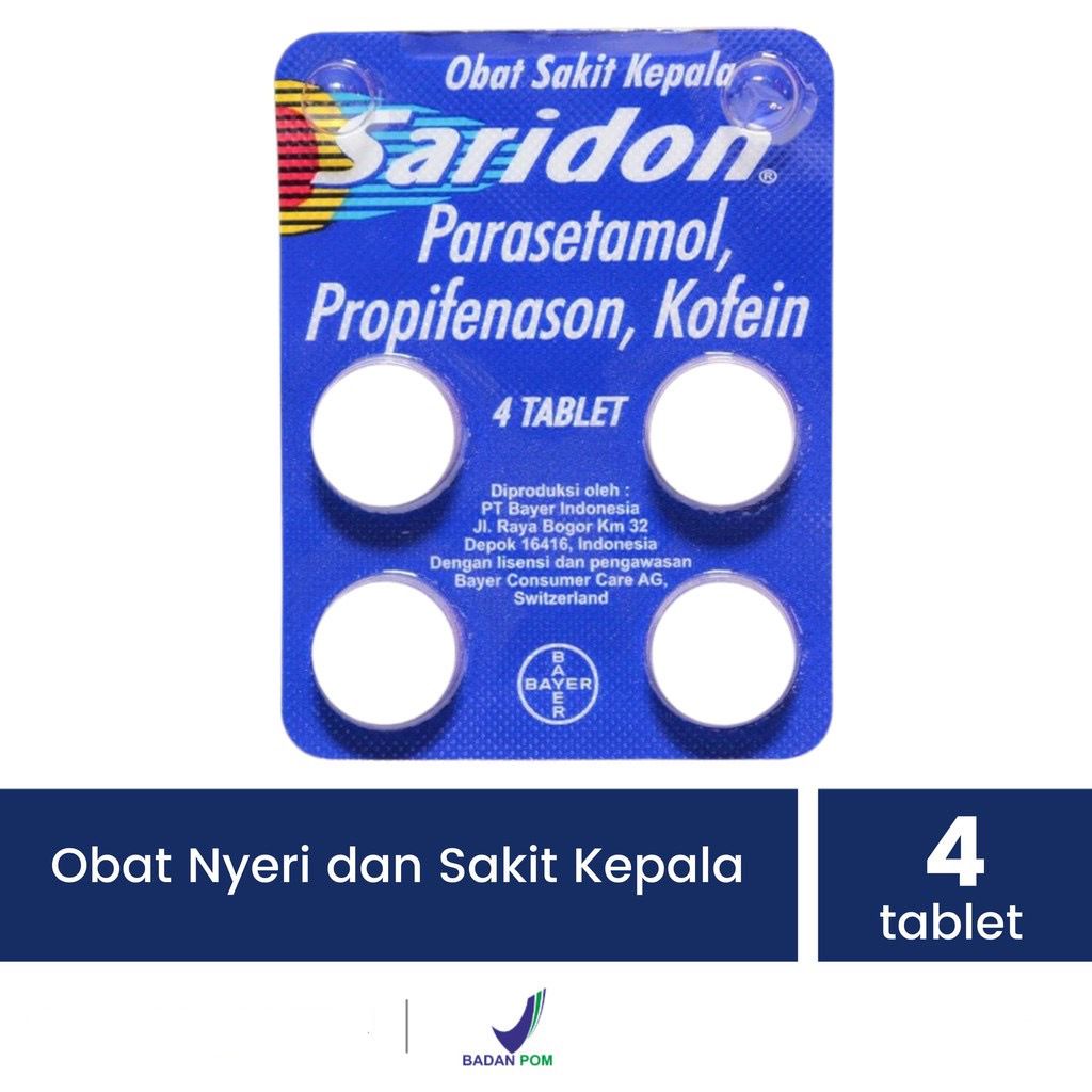 Saridon Strip 4 Tablet / Obat Demam Sakit Kepala Nyeri