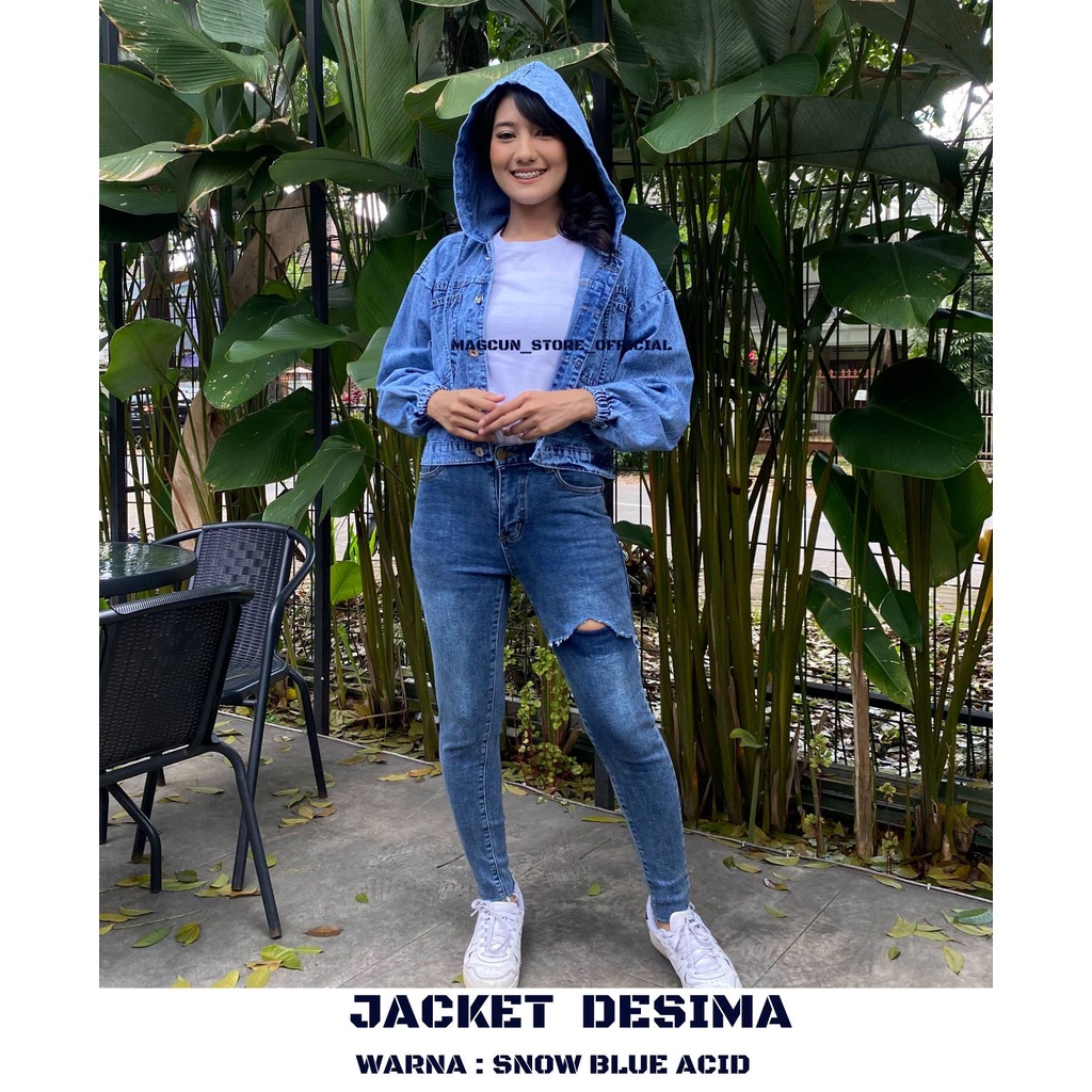 MAGCUN - JAKET JEANS OVERSIZE WANITA // VINTAGE JAKET JEANS OVERSIZE MODEL HOODIE POLOS