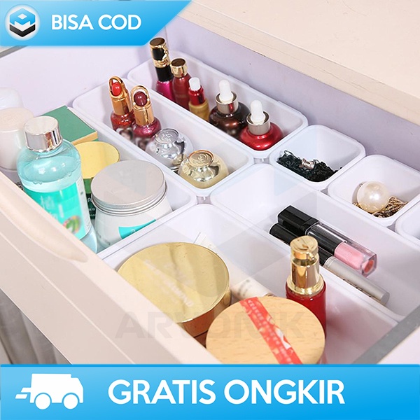 KOTAK PEMBATAS LACI PENYIMPANAN ORGANIZER MAKEUP MULTIFUNGSI 8 PCS