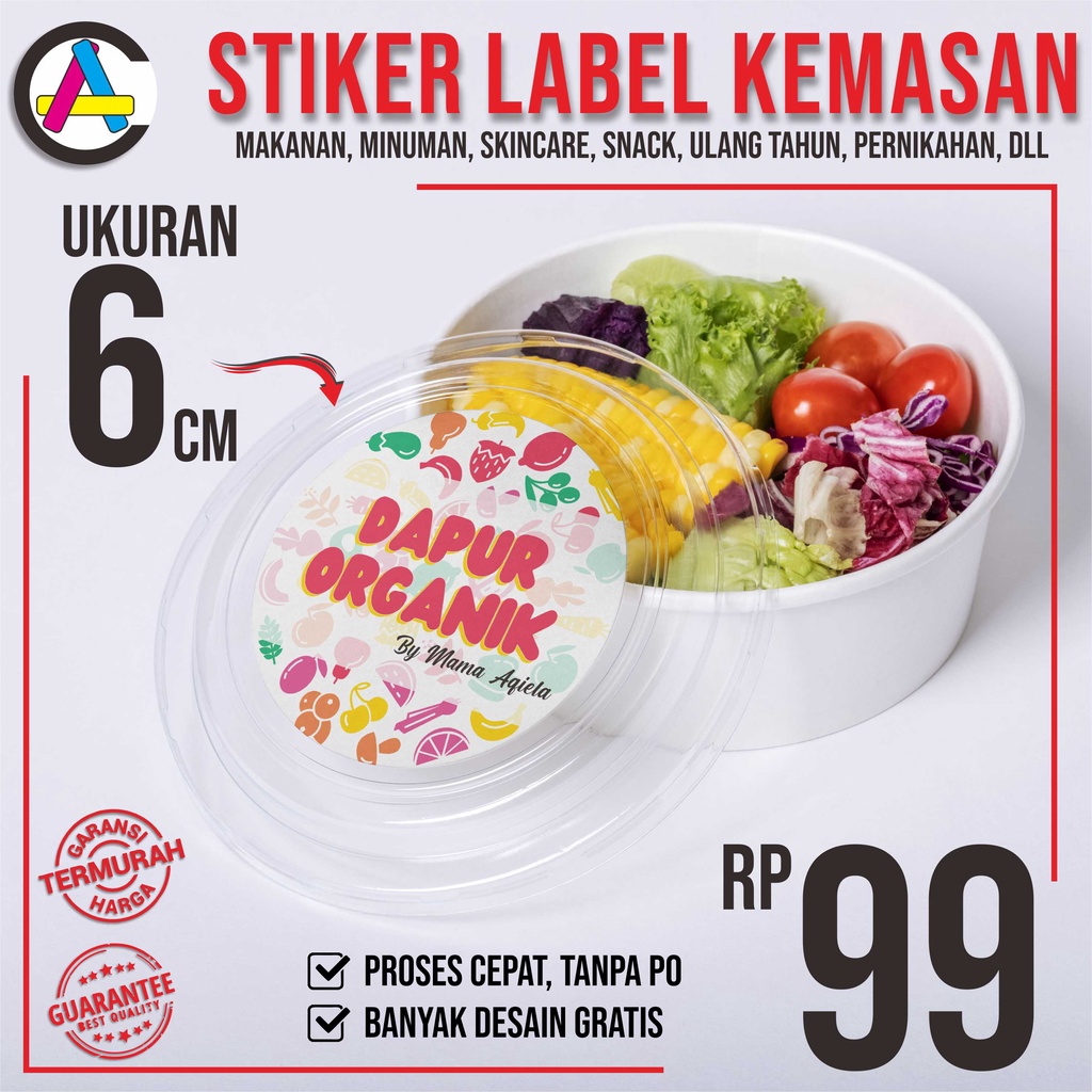 

Stiker Kemasan 6 cm label makanan label minuman snack camilan skincare stading pouch murah