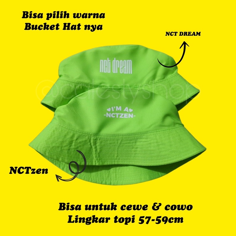 BUCKET HAT NCT TOPI NCT DREAM NCT 127 NCT U WAY V SM ENTERTAINMENT NEON NCTZEN LIGHSTICK NCT JAEHYUN