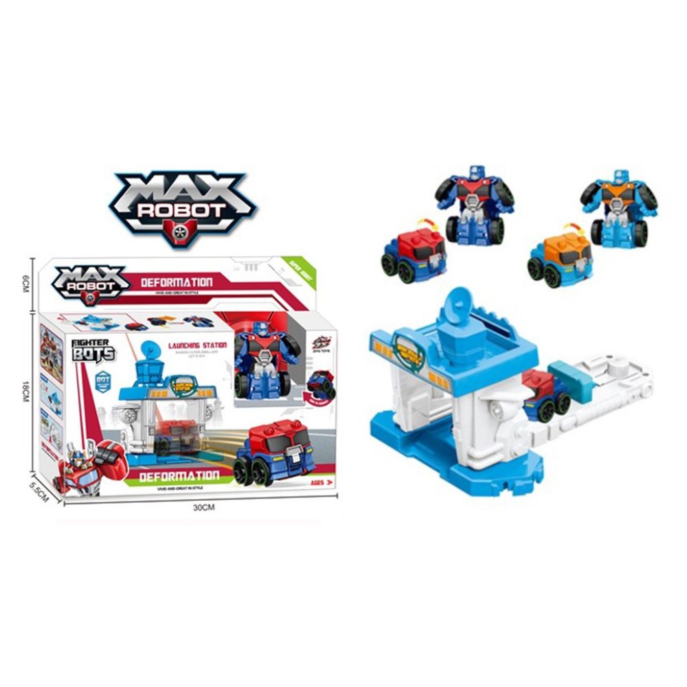 Mainan Anak LOUNCHING STASION DEFORMATION Max Robot Deformation Figure