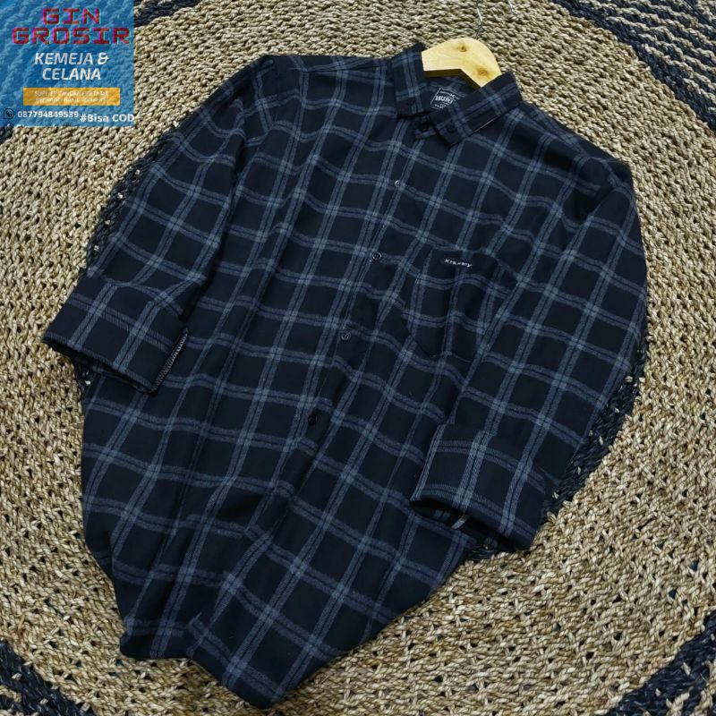 kemeja flanel motif BestSeller Abu Kualitas PREMIUM terbaik bahan adem outer flanel