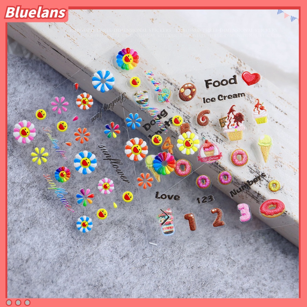 (In Stock) Kacamata Hitam Lensa Warna Warni ♡Stiker Kuku Motif Ukir Efek 5D Dengan Perekat Untuk Dekorasi Manicure