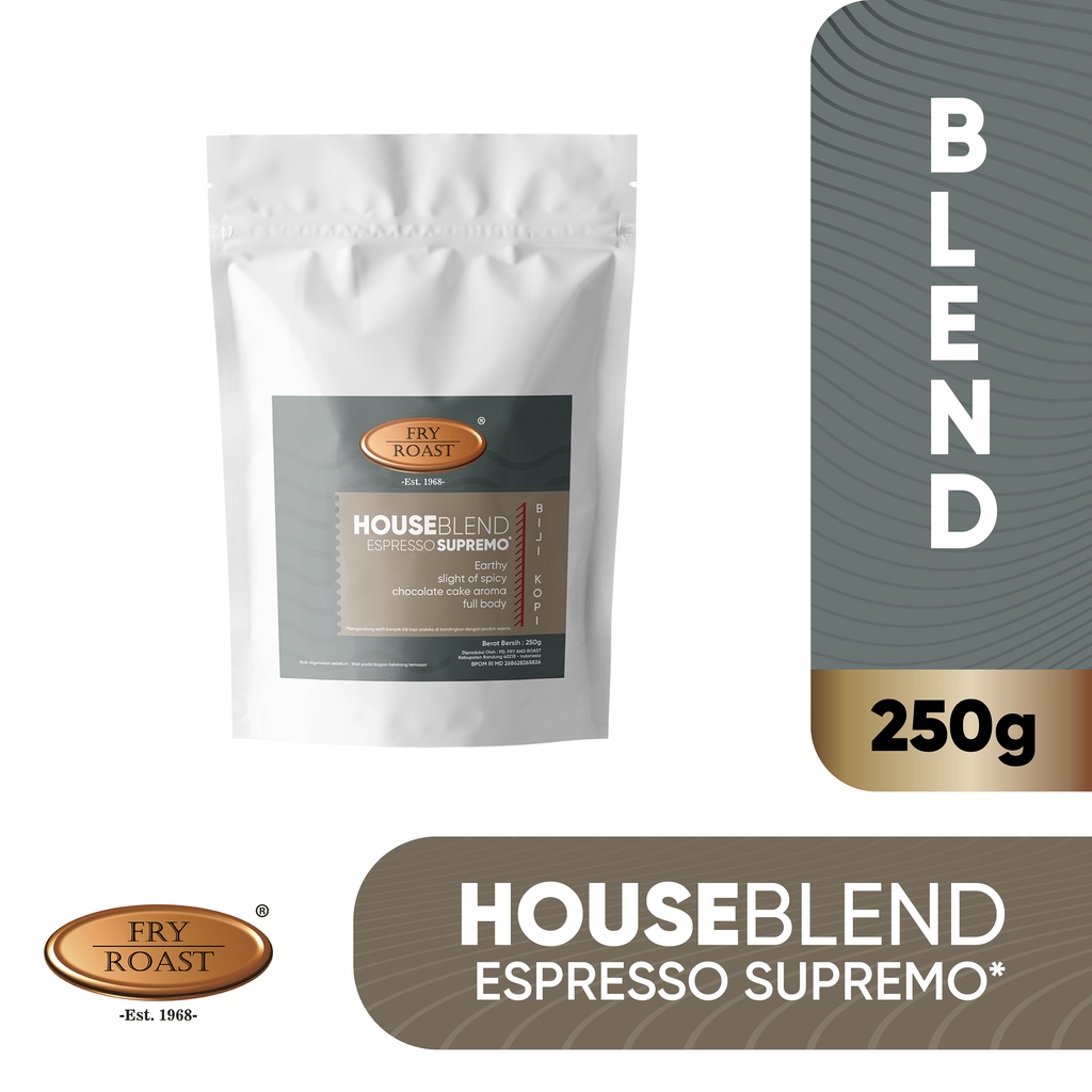 

KOPI HOUSE BLEND ESPRESSO SUPREMO (BIJI/BUBUK) 250 GRAM