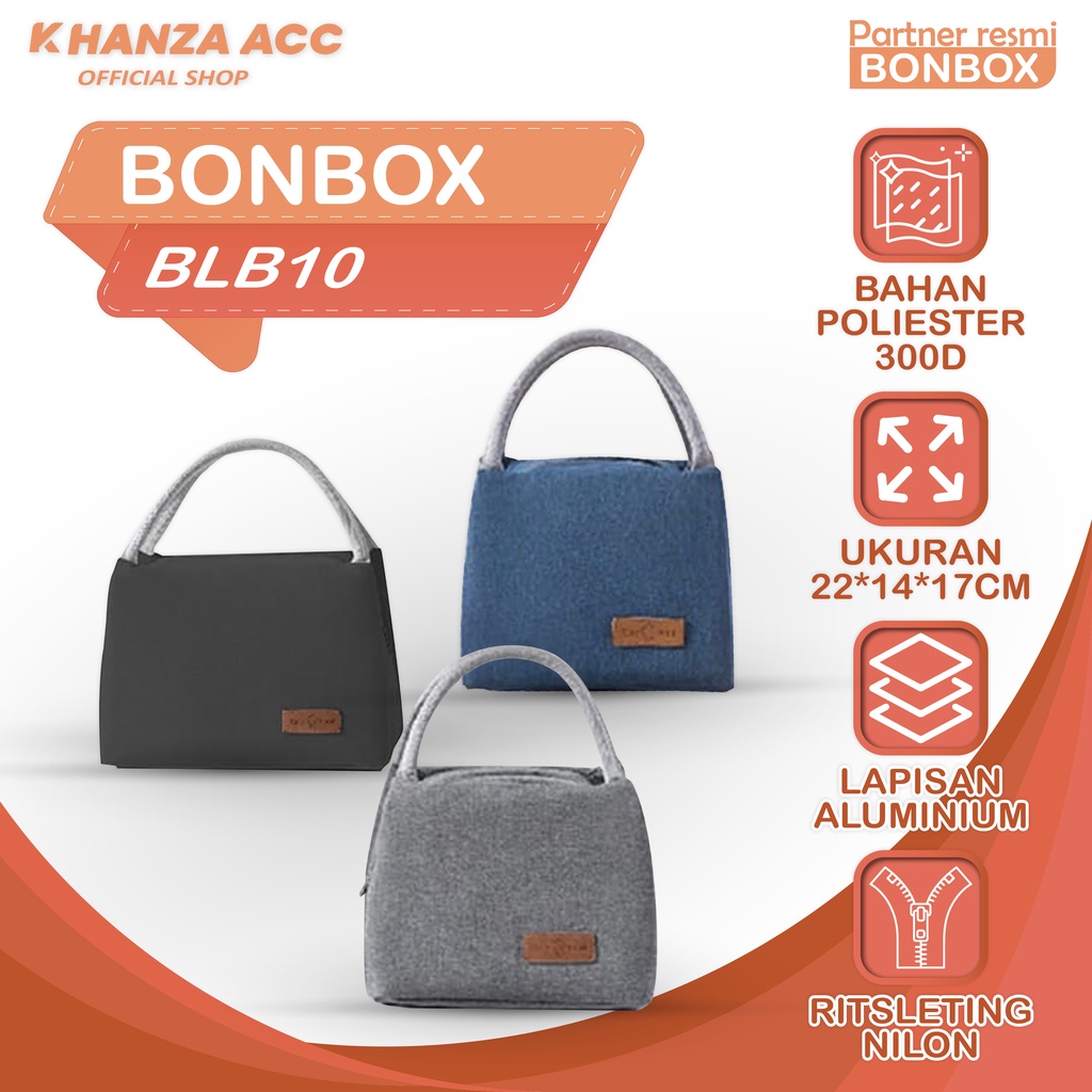 KHANZAACC BONBOX BLB10 Tas Bekal Makan Portable Tas Lunch Box Tahan Panas ada Aluminium Anti Tumpah Dilengkapi dengan Sleting