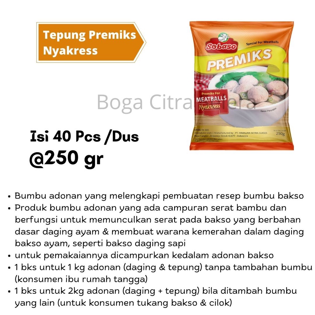 Sobaso Tepung Bakso Premiks Nyakres 250g (1 Dus)