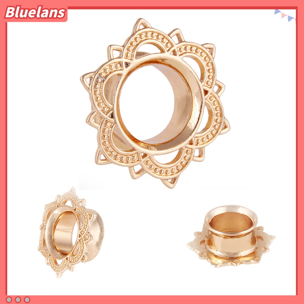 1 Pc Anting Tindik Expander Desain Bunga Lotus Double Flare Untuk Unisex